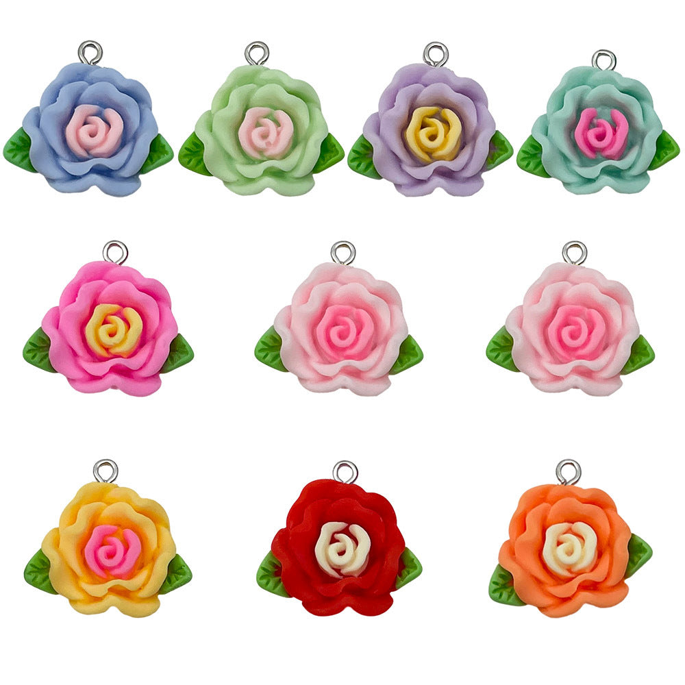 Resin 3D Camellia Flower charm pendant for DIY bag charm necklace keychain making