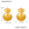 Seashell Drop Stud Earrings Gold And Steel Polished Metal view 7
