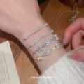 Silver Gold Flower Pearl Crystal Adjustable Bracelet view 3