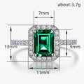 Green Emerald-Cut Solitaire Halo Slim Ring Silver Tone view 4