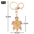 Green Enamel Rhinestone Turtle Keychain Gold Lobster Clasp view 3