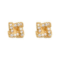 Gold Mini Pavé Zircon Geometric Twist Stud Earrings Pair view 5
