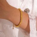 Gold Bead Pull-Cord Bracelet With Sliding Adjustable Fit view 3