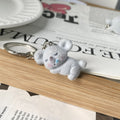 Grey Flocked Koala Plush Keychains Metal Ring 4 Poses view 4