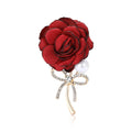 Fabric Rose And Bow Brooch In Pink And Red Decorative Lapel Pin view 5