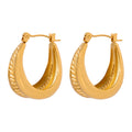 Gold Dual Layer C Hoop Earrings Twisted Smooth Metal Alloy view 5