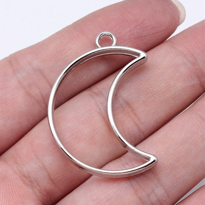 Open Crescent Moon Resin Frame Charms in 4 Finishes for Jewelry Making