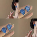 Textured Blue Irregular Geometric Resin Stud Earrings view 1