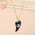 Gold Tone Horn-Shaped Evil Eye Pendant Necklaces in Four Colors view 7
