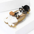 Acrylic Smoking Dog Brooch with Hat Glasses and Bow Tie view 2