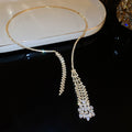 Rhinestone Open Collar Asymmetric Crystal Tassel Flower view 6