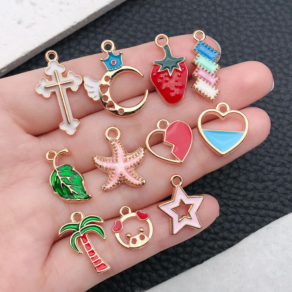 Enamel Zinc Alloy Five-Point Star Heart Charm Pendant for Necklace Bracelet