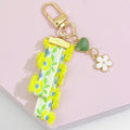 Floral Fabric Strap Keychain With Enamel Daisy And Heart Charms view 11