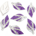 Striped Enamel Leaf Metal Jewelry Charms, 10 Colorways view 11