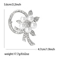 Crystal Flower Spray Brooch with Pearl Blooms in Two Tones view 7