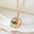 Gold Wavy Frame Resin Dried Flower Pendant Necklaces 7 Styles view 2