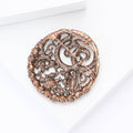 Antique Tone Round Filigree Brooch With Red And Green Stones view 4