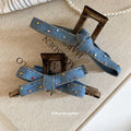 Blue Denim Rhinestone Hair Claws Bow Knot Two Styles view 3