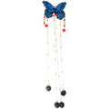Blue Knit Butterfly Duckbill Clip Red Bead Chain Tassels view 5