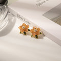 Orange Translucent Flower Crystal Look Stud Earrings view 3