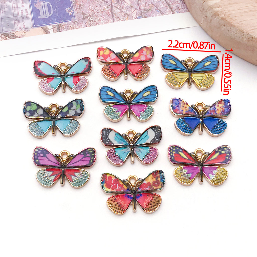 Colorful Enamel Zinc Alloy Butterfly Charm Pendant for DIY Bracelet Necklace Keychain