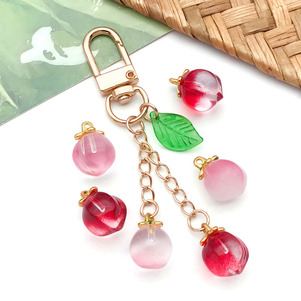 Candy Color Glass Peach Charm Pendant for Necklace Bracelet Jewelry Making