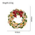 Green Gold Tone Christmas Wreath Wreath Enamel Metal Brooch Pin view 2