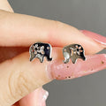 Silver Tone Elephant Cutout Stud Earrings Polished Metal Jewelry view 3