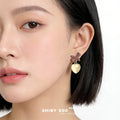 Mocha Bow Cream Cat Eye Heart Drop Stud Earrings Pair view 2