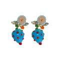 Blue Strawberry Floral Drop Earrings For Women Jewelry view 5