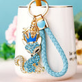 Crowned Jeweled Fox Keychains in Multiple Colors with Braided Loops view 1