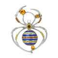 Enamel Rhinestone Spider Brooch Striped Body Blue Black view 1