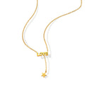 Love Letter Bar Star Drop Pendant Necklace Gold Steel Tone view 5
