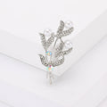 Crystal Leaf And Pearl Brooch Decorative Metal Pin For Jackets And Lapels view 6