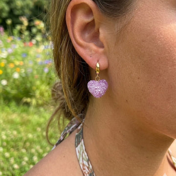 Sparkling Faceted Heart Drop Earrings in Nine Colors