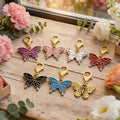 Enamel Butterfly Keychain Gold Lobster Clasp Seven Colors view 3
