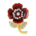 Red Enamel Poppy Brooch With Crystal Center Jacket and Scarf Accessory view 5