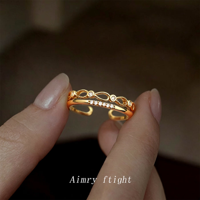 Gold Tone Adjustable Open Rings In Linked And Braided Styles