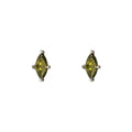 Silver Tone Olive Green Marquise Stone Mini Stud Earrings view 5