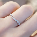 Twisted Leaf Clear Stone Slim Band Ring In Silver Tone view 1