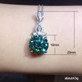 Silver Tone Green Round CZ Leaf Bail Pendant Necklace Chain view 5