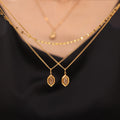 Gold Hexagon Stone Pendant Necklace And Link Chain view 1