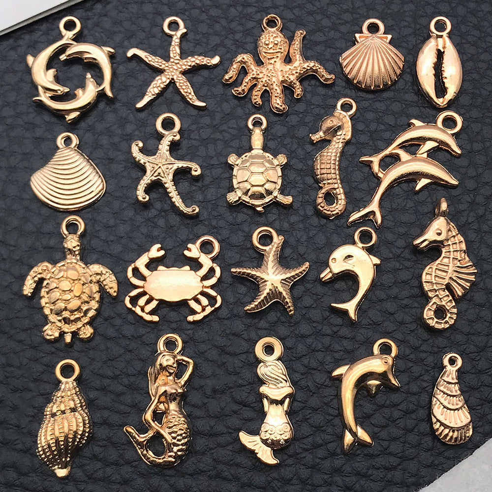 KC Gold Zinc Alloy Starfish Seahorse Ocean Charm Pendant for DIY Bracelet Necklace Making