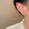 Silver Tone Clear Stone Wreath And White Pearl Stud Earrings view 2