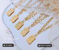 Abstract Face Square Pendant Necklace Gold Silver Paperclip Chain view 2