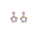 Pink Round Top Colorful Dot Clear Ring Statement Earrings view 5