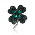Crystal Four Leaf Clover Brooch in 4 Color Styles Metal Pin view 1