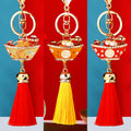 Jeweled Fortune Ingot Tassel Keychains in Five Bright Color Options view 1