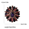 Crystal Sunburst Flower Brooch with Polished Metal and Decorative Accents view 6