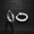 Triple-Row Pave Hinged Hoop Earrings In Polished Silver Tone view 2